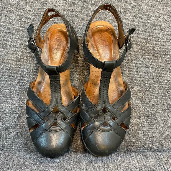 Cobb Hill Shoes - Rockport Cobb Hill Abbott Aubrey Black Leather Sandals Pumps T Strap Size 6